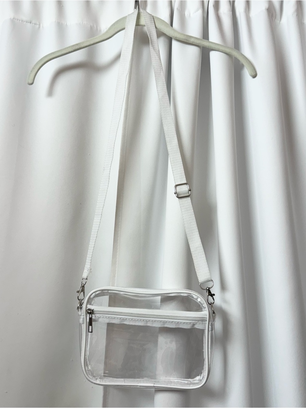 Clear White Crossbody Bag with Adjustable Strap